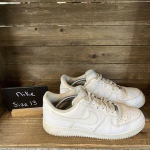 Mens Nike Air Force 1 '07 White Leather Basketball Shoes Sneakers Size 13‎ M GUC